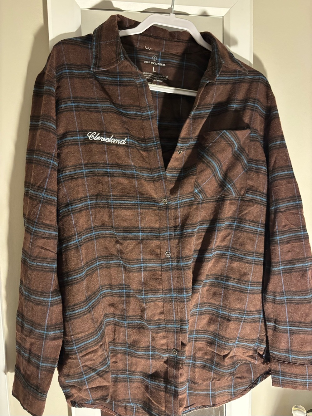 Emily Roggenburk- Cleveland Men's Brown Plaid Button-Up Flannel